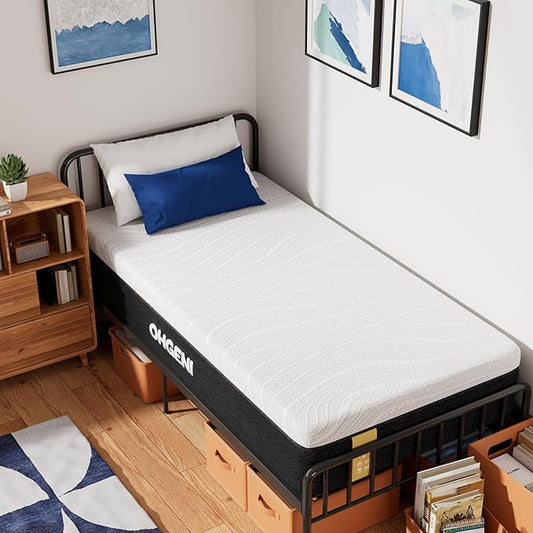 OhGeni 10 Inch Twin Size Mattress, Cooling Gel Memory Foam, Single Bed Mattresses in a Box, Cool Surface Touch, Medium,Ergonomic Support & Pressure Relief, CertiPUR-US Certified Foam, Designed in USA