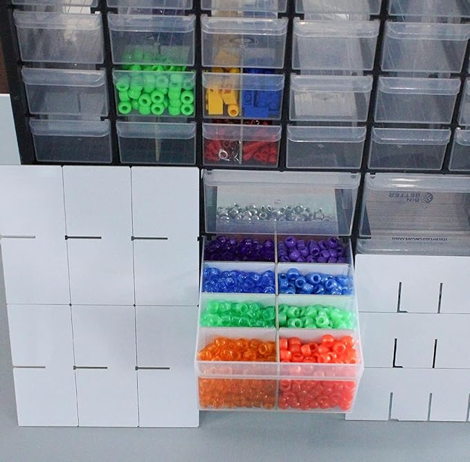 (12-Pack) Large Drawer Configurable Dividers compatible with Craftsman, ArtBin Craft Storage Cabinets, (12 Width + 3 Length Dividers), (Dividers Only)