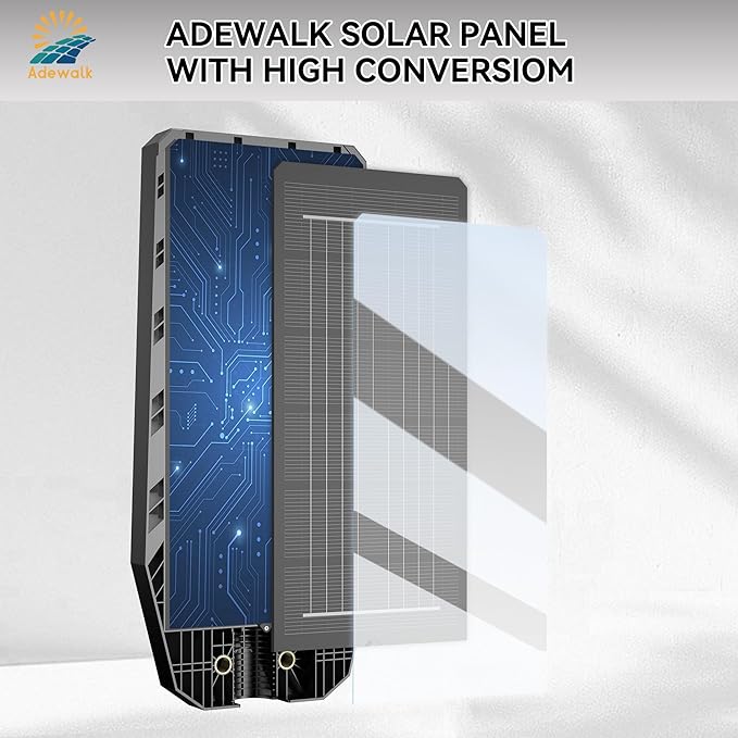 6000W Solar Street Lights Outdoor, 7000K Solar Light Outdoor LED Street Light Dusk to Dawn, LED Wide Angle Lamp with Motion Sensor and Remote Control, for Parking Lot, Yard