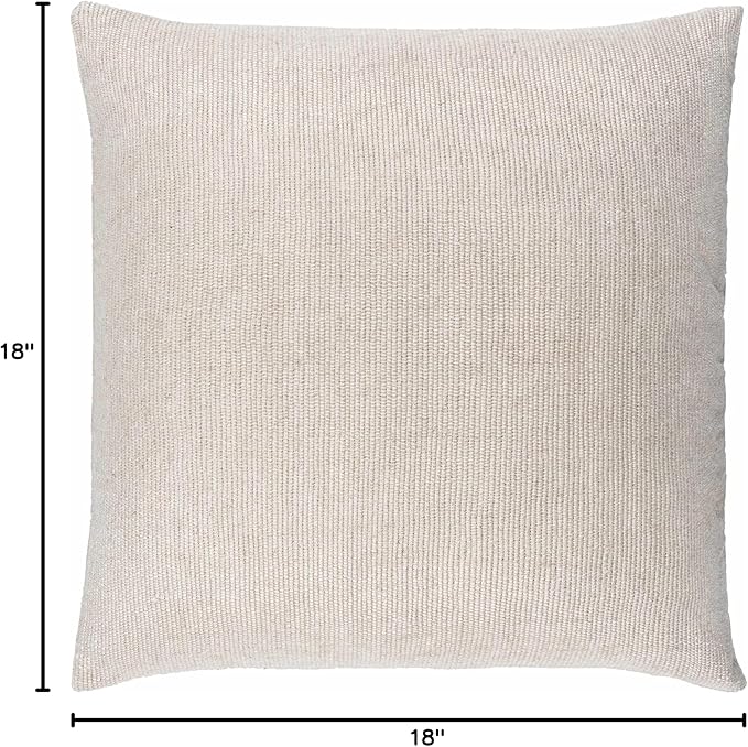 Hauteloom Oaqui Decorative Throw Pillow - Sofa Couch Cushion Cover - Boho Farmhouse Square Pillow Cover - Viscose - Cream