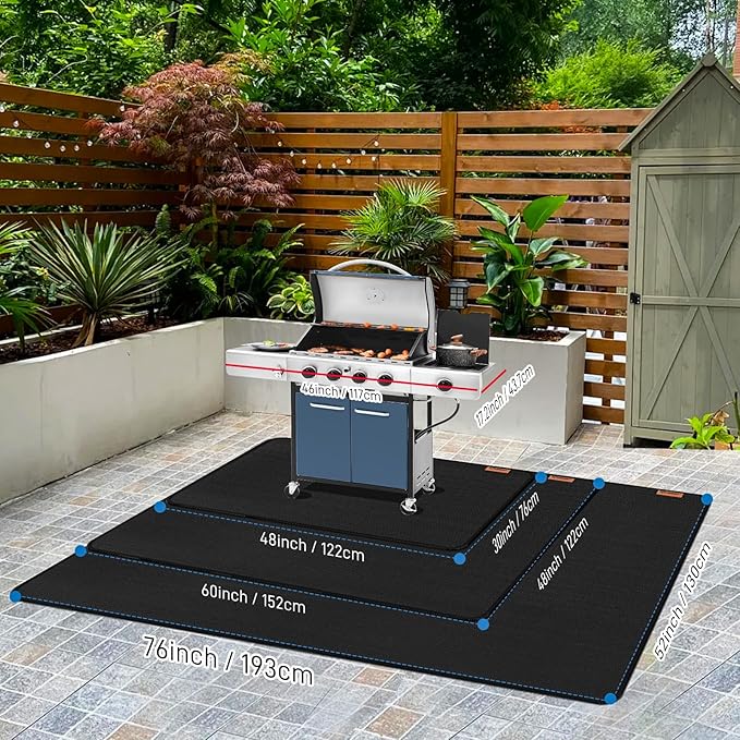 48"×30" Under Grill Mat for Outdoor Grill,Double-Side Fireproof & Heat-Resistant Outdoor Grill Mat,Protective Mat for Patio,Courtyard,Tabletop