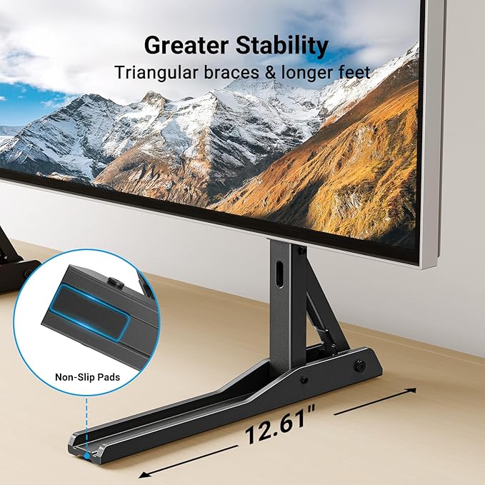 PERLESMITH Universal TV Stand Mount for 22-70 Inch TVs, Height Adjustable Table Top TV Stand, Great Load-Bearing Replacement TV Legs with Tempered Glass Holds up to 110lbs, Max VESA 800 x 600mm