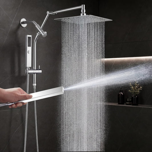 All Metal 10" Shower Head with Handheld, Built-in Power Jet Mode