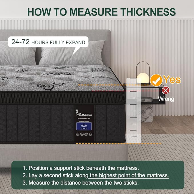 Twin Mattress, 9 Inch Hybrid Mattresses Bed in a Box with Gel Memory Foam & Pocket Spring, Euro Top, Medium Firm for Back Support & Pressure Relief, Motion Isolation, Grey
