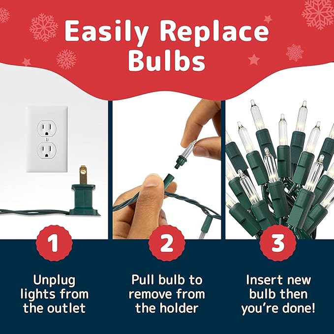 PREXTEX 500 Count Clear Christmas Tree Lights with Green Wire - 100 ft Warm White Twinkle Lights for Indoor or Outdoor Use - Holiday Fairy String Lights for Christmas Trees or Patios