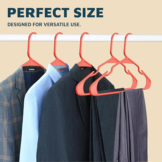 Plastic Clothes Hangers – Heavy Duty Hanger Set, for Organizing Clothes, Dresses, and Coat, Holds Up to 5 lbs, Space-Saving Hangers with Non-Slip Shoulder Grooves, Pack of 80, Brown