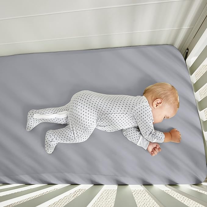 Bedgear Baby Hyper-Wool Performance Crib Sheet – Warmth No Overheating – Soft Touch Wool Blend – Fitted, Breathable, Machine Washable Crib Sheet – 50% Polyester, 45% Viscose, 5% Wool, Light Grey