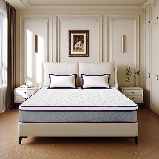 King Size Mattress, 10 Inch Upgraded Medium Firm Hybrid Mattress King in a Box with Gel Memory Foam Construction&Pocket Springs, Motion Isolation & Pressure Relief, Strong Edge Support
