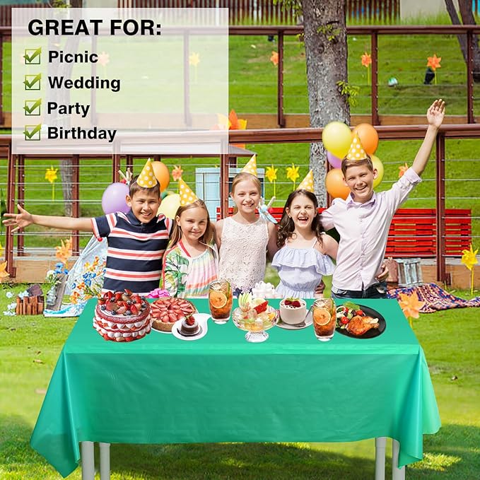 Craft And Party, 54 in x 300 feet Plastic Table Cover Roll for Party, Banquet, Picnic, Kids Activities for Any Size and Shape Table (Emerald Green, 54" x 300ft)