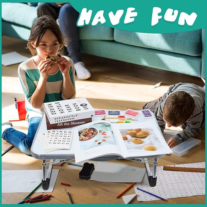 Suzile 1 Pc Kids Lap Desk with Dry Erase Board, 24" x 16" Foldable Study Tray with Drawer, Markers & Eraser, Portable Desk for Art, Homework, First Day & Back to School Supplies