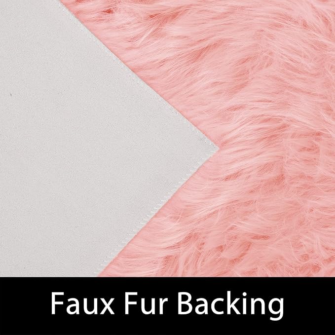 Latepis 5x7 Pink Fluffy Rug for Living Room Faux Sheepskin Fur Rugs Washable Area Rug Bedroom Shaggy Rugs for Sofa Floor for Grils Dorm Room Décor Pink Room Accessories
