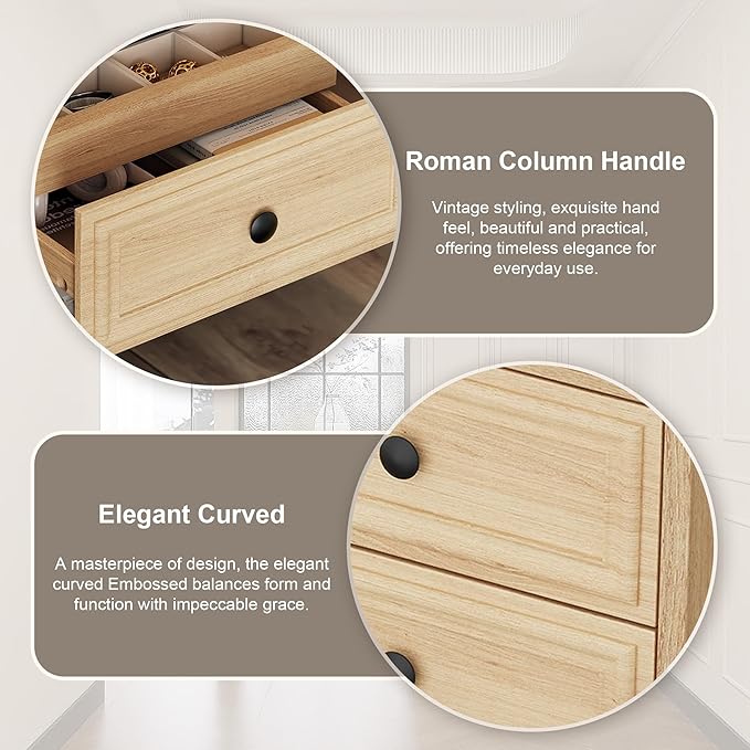 XIAO WEI Nightstand with Hidden Drawer Set of 2, 2-Drawer Nightstand with Open Shelf – Sturdy Wood Bedroom End Table for Storage, Modern Furniture for Bedroom Organization,Natural Wood