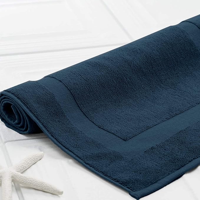 DAN RIVER Classic Bath Mat - Blue Opal, 100% Ring Spun Cotton, Pack of 2, 21x34 inches, 800 GSM, Non-Slip, Absorbent, Quick Drying, Machine Washable Bathroom Floor Mats for Shower, Kitchen & Bath