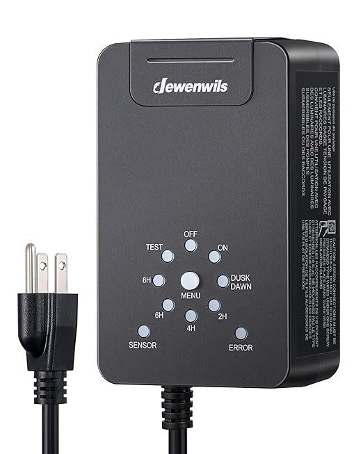 DEWENWILS 60W Low Voltage Transformer, 120V AC to 12V DC, Dusk to Dawn Sensor & Timer, Weatherproof Low Voltage Landscape Transformer for Spotlights, Garden Lights, Pathway Lights…