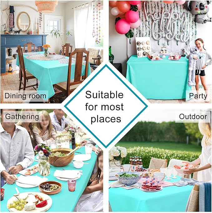 Hiasan Light Blue Tablecloth for Rectangle Tables - Waterproof Washable Polyester Fabric Table Cloth for Buffect Dining Birthday Party Wedding, 54 x 108 Inch