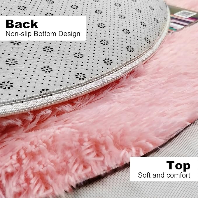 TTLOJ Rectangle Rug for Play Tent, Decorative Area Rug, Fluffy Soft Mat Pad for Kids' Playhouse, Nursery, Children's Room Decor, Dormitory Velvet 50.5" Lx38.5" W Pink