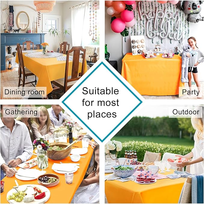Hiasan Orange Yellow Rectangle Tablecloth - Waterproof Washable Fabric Table Cloth for Dining Party and Outdoor Use, 54 x 80 Inch