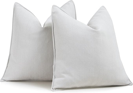 ZWJD Cream Pillow Covers 18x18 Set of 2 Chenille Throw Pillow Covers with Elegant Design Soft and Luxurious Decorative Throw Pillows for Couch, Bed, and Home Decor