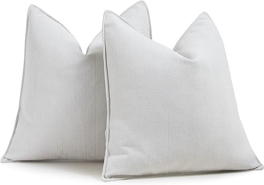 ZWJD Cream Pillow Covers 20x20 Set of 2 Chenille Throw Pillow Covers with Elegant Design Soft and Luxurious Decorative Throw Pillows for Couch, Bed, and Home Decor