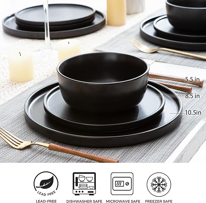 AmorArc Stoneware Dinnerware Sets for 8,Reactive Ceramic Plates and Bowls Set,Highly Chip and Crack Resistant | Dishwasher & Microwave Safe | Round Dishes Set Service for 8 (24pc)