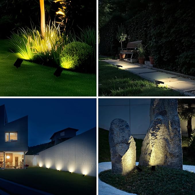 Solar Landscape Lights Outdoor, 3000K Dimmable Solar Pathway Lights, 500LM Solars Spot Light IP65 Waterproof for Walkway Lawn Yard, 2pcs