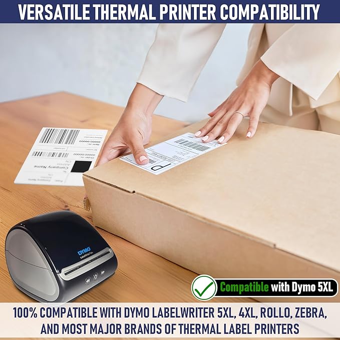 Dasher Products Thermal Shipping Labels with RFID Chip Compatible with Dymo LabelWriter 5XL 1744907 4x6 Internet Postage Labels, Water Resistant, Strong Adhesive, Perforated, 220 per Roll (4 Pack)