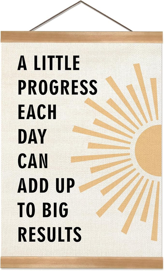 ZTGDA Positive Affirmations Wall Decor– Mental Health Wall Art with Wood Frame,Motivational Hanging Poster for Therapy Room, Counseling Office or Classroom Decor 12x16inch (Progress)