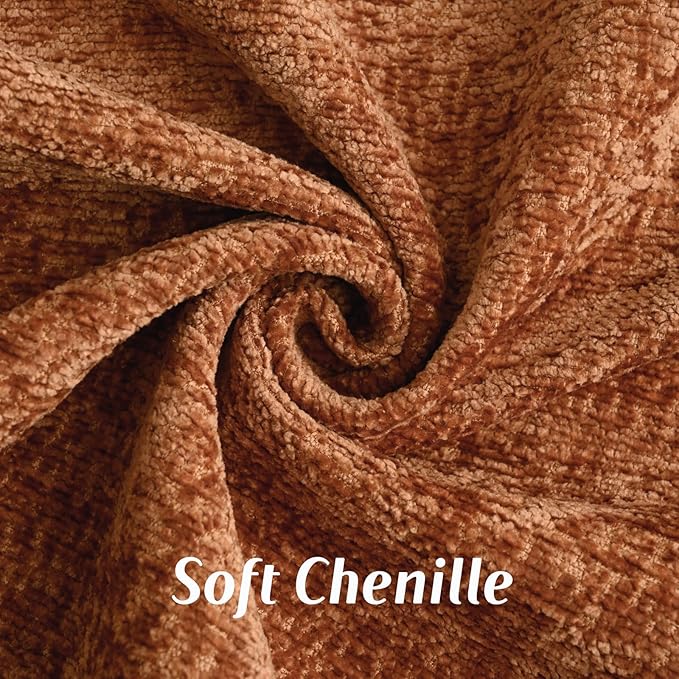 FUTEI Rust Chenille Throw Pillow Covers 20x20 Inch Set of 2,Soft Cozy Bound Edge Design Cushion Case,Home Decor for Couch Bed Living Room