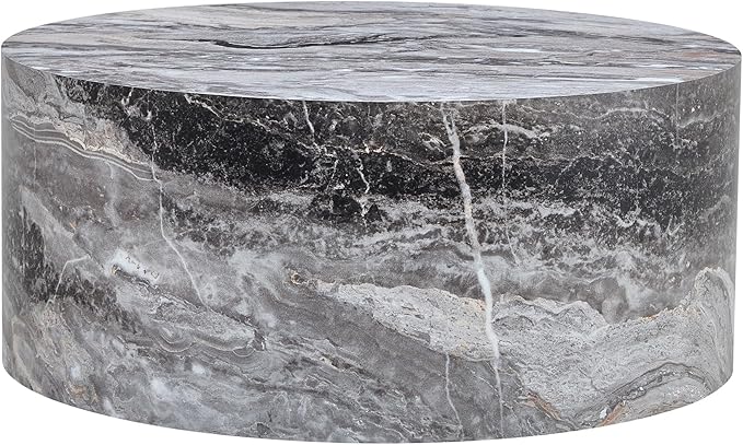 Modern Coffee Table,27.5Inch Round Top Tea Table,Living Room Center Table with Texture for Living Room,Office,Apartment