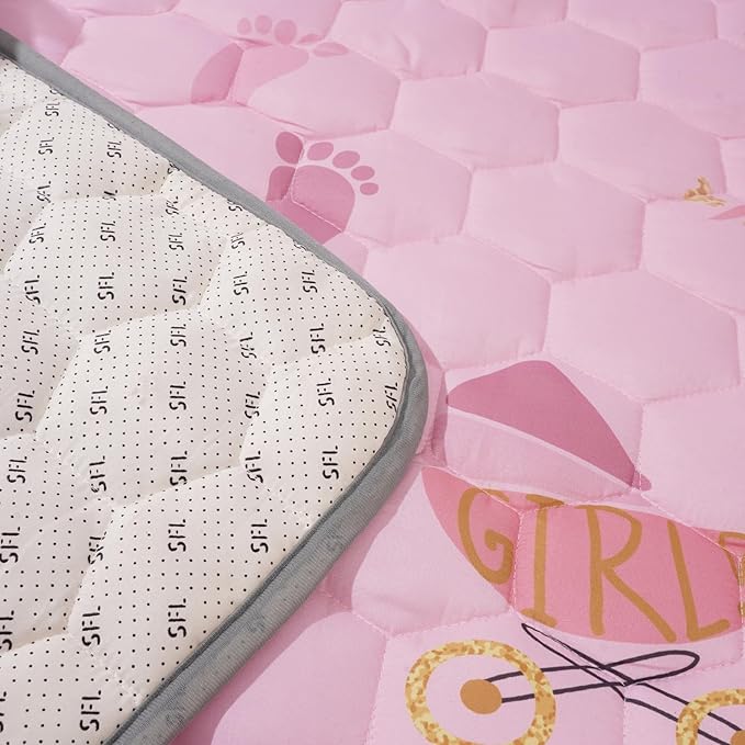 Baby Mat for Floor, 50 x 50 Play Mat for Playpen, Thicken Soft Padding Infant Play Mat, Non-Slip Cushioned Baby Floor Play Mat, Machine Washable Baby Crawling Mat (Pink World)