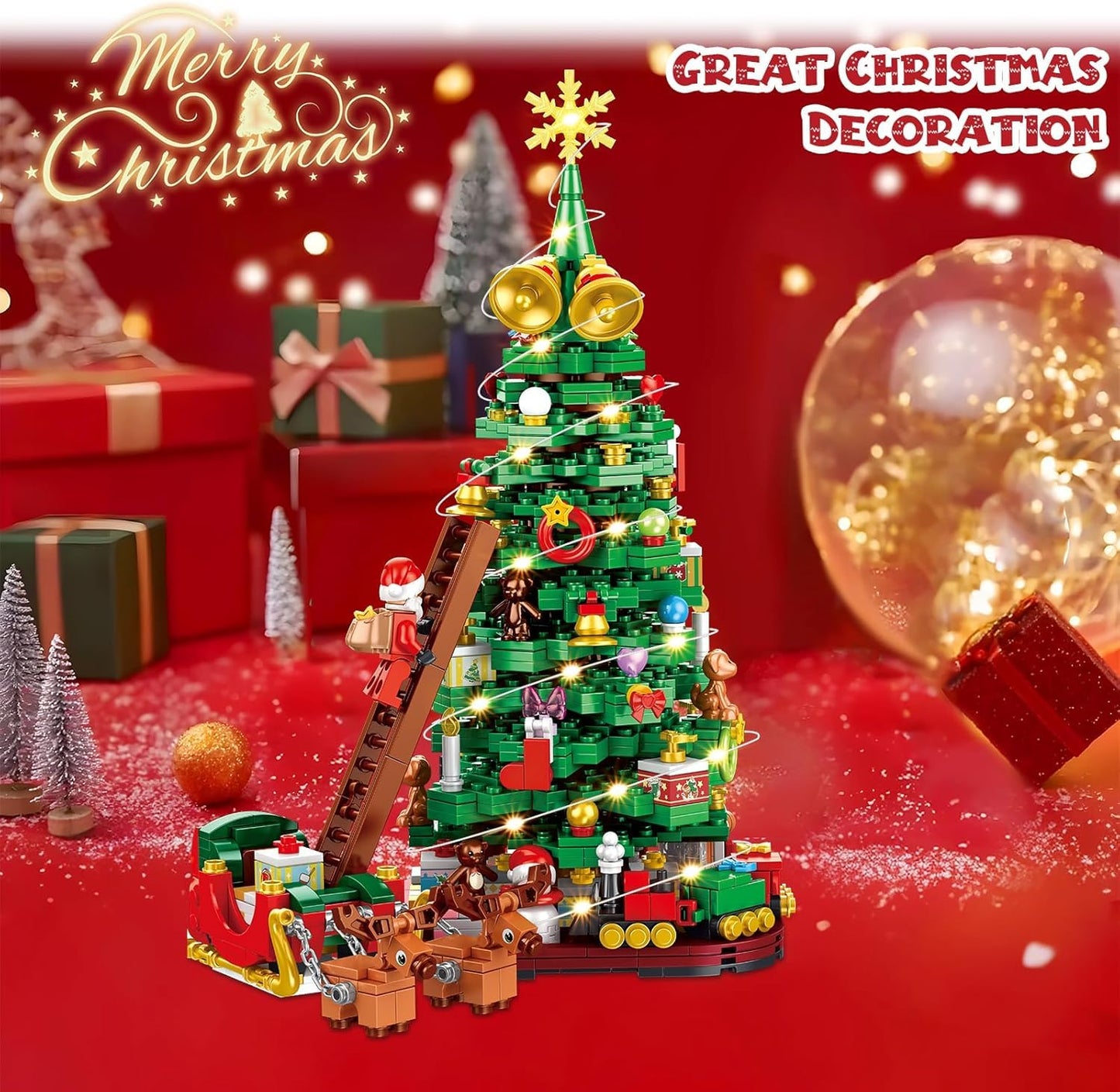 Siyaluens Advent Calendar 2025 - Christmas Tree Building Block Set, 1011 Pieces Christmas Santa Claus Moose Toy Decorations Building Kits for Adults Teen Girls Boys Countdown Calendar Gifts