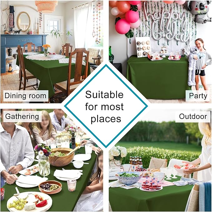 Hiasan Tablecloth for Rectangle Tables - Waterproof and Spillproof Washable Fabric Table Cloth for Dining Room Kitchen Party, 60 x 120 Inch, Olive Green