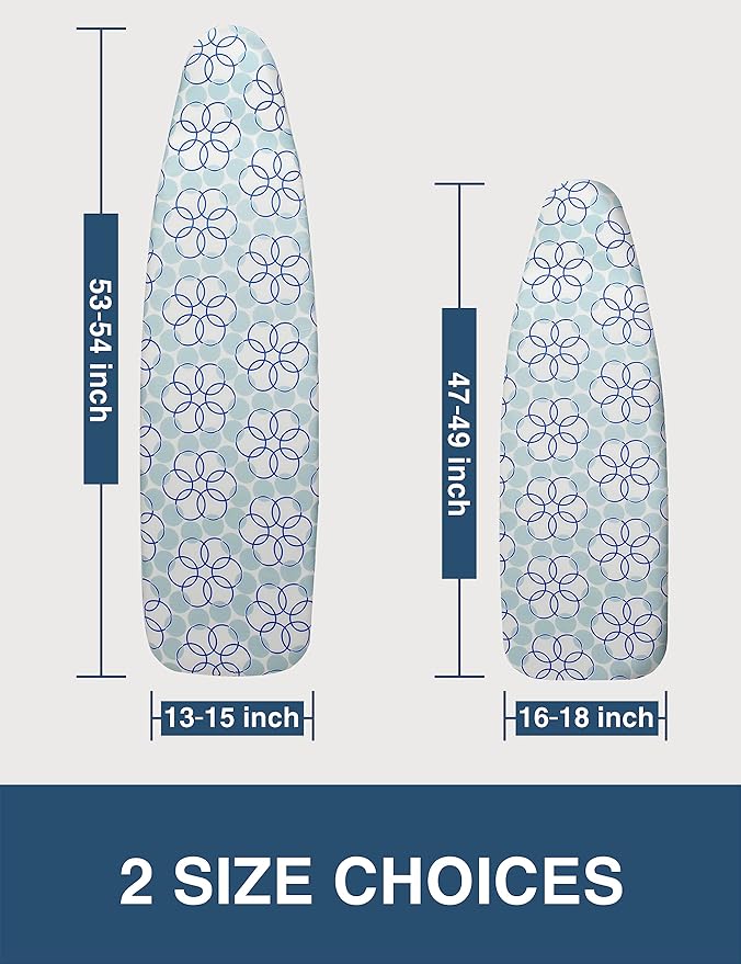 Extra Wide Ironing Board Cover and Pad,18X49 Reflective Silicone Ironing Board Cover,Resist Scorching and Staining,4 Fasteners,Elastic Edges,Large Protective Scorch Mesh Cloth