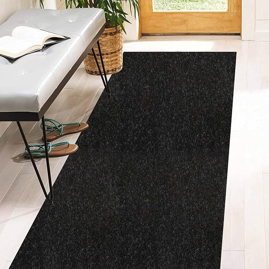 3' x 45' Runner Rugs with Rubber Backing, Indoor Outdoor Utility Carpet Runner Rugs, Black, Can Be Used as Aisle for The RV and Boat, Laundry Room and Balcony