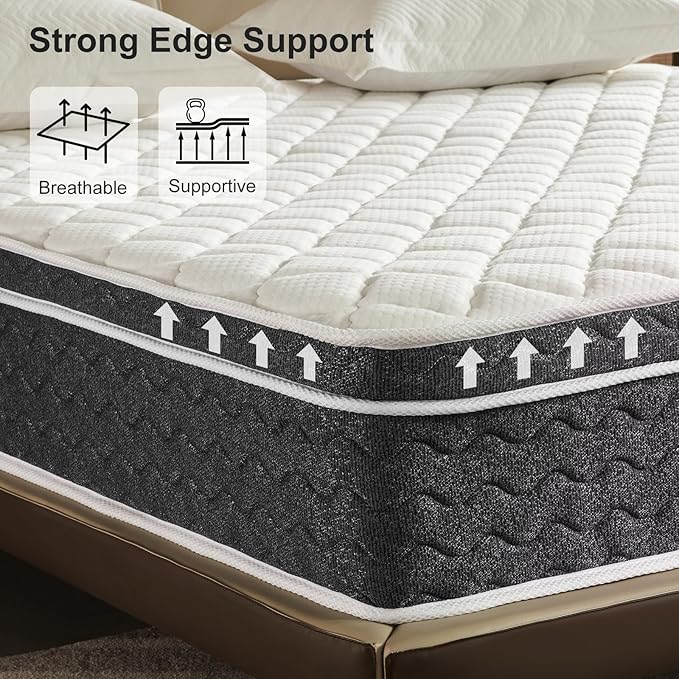 Full Mattress 12 Inch Full Size Hybrid Mattress - Memory Foam & Individually Pocket Coils Springs | Pressure Relief | Motion Isolation, Edge Support | CertiPUR-US Certified | Medium Firm