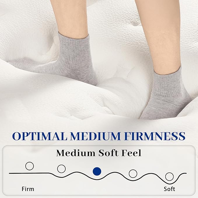 Queen Size Mattress in a Box 14 Inch Memory Foam Hybrid Mattress with Pocketed Springs Medium Firm Support Motion Isolation Edge Support 180 Night Trial
