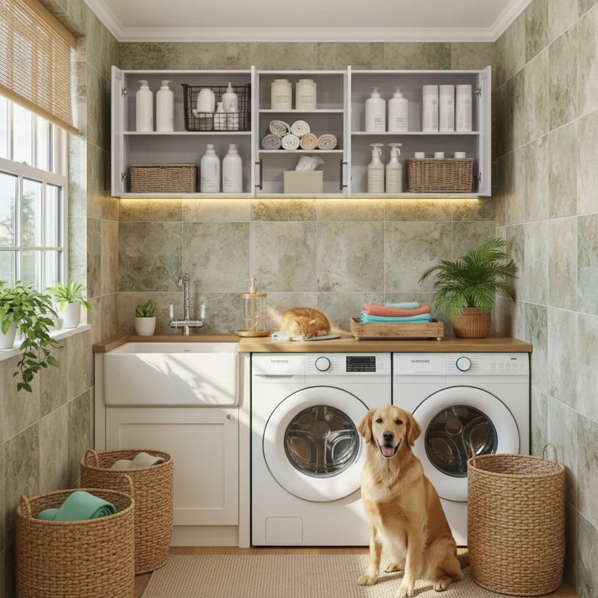 Furnaza 62.8" W Wall Cabinets for Laundry Room with Adjustable Shelf