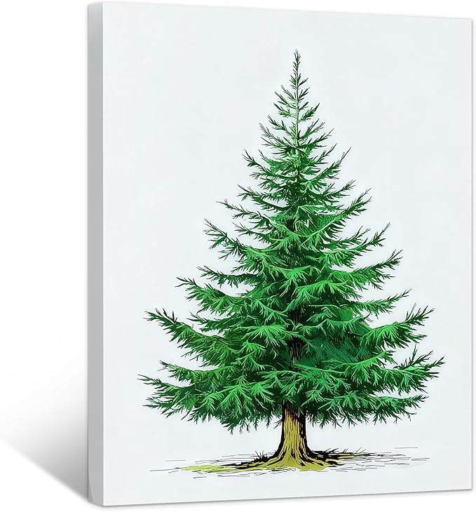 Framed Christmas Pictures Wall Decor,Vintage Pine Tree Prints,Winter Christmas Canvas Wall Art Decoration for Bedroom Bathroom Living Room Rustic Xmas Holiday Gifts (Christmas Tree 6, 11'' X 14'')