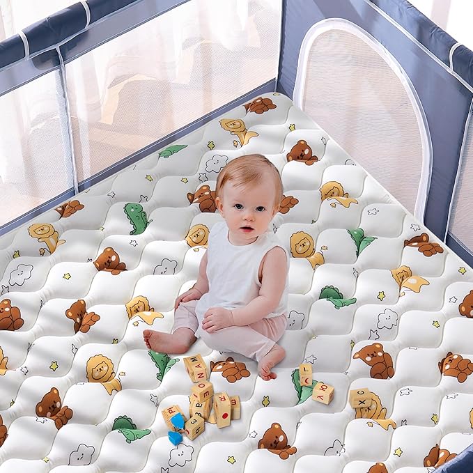 Lilyvibebearhappy Premium Baby Play Mat 36" X 36", Thicken Foam One-Piece Crawling Mat, Non-Slip Cushioned Baby Playmats for Infants, Babies, Toddlers, Foldable and Machine Washable