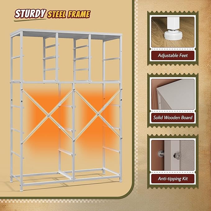 57“H Tall Dresser for Bedroom with 16 Drawers,Dressers & Chests of Drawers for Bedroom,Large White Dresser for Closet,Sturdy Metal Frame & Wood Top,Entryway, Hallway