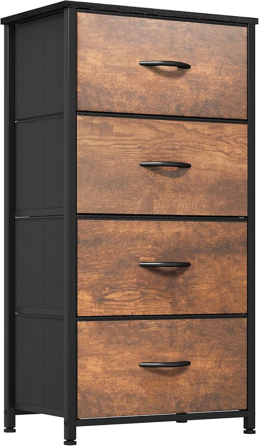 YITAHOME Dresser with 4 Drawers - Fabric Tower, Organizer Unit for Living Room, Closets - Sturdy Steel Frame, Easy Pull Fabric Bins & Wooden Top