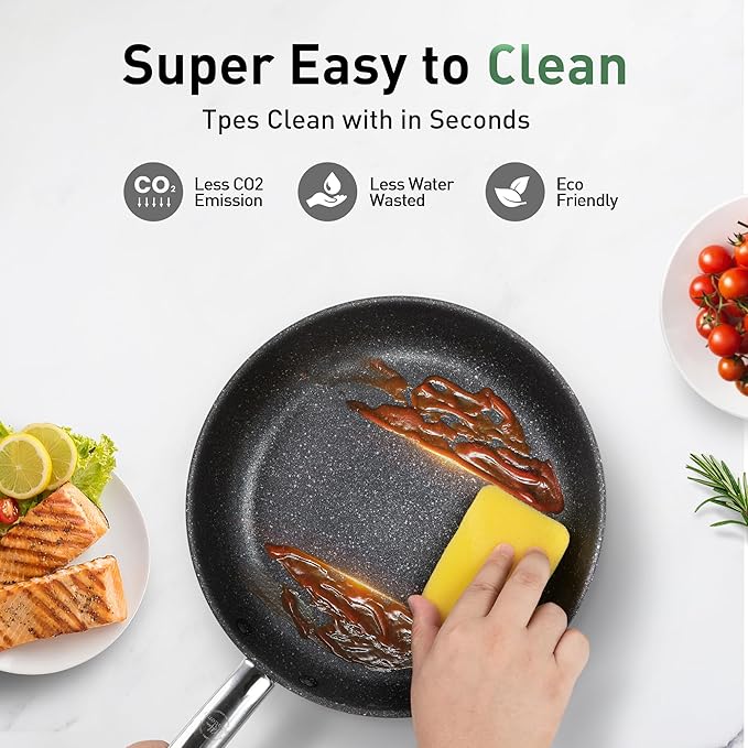 Kitchen Academy Induction Plasma Titanium Nonstick Wok Set 3 Piece, 10" Frying Pan and 11.8"/6QT Deep Frying Pan/Saute/Skillet With Lid, PFOA & PFAS-Free, Oven Safe