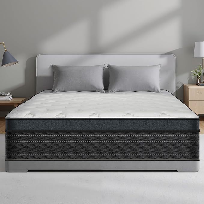 Twin Mattress, 12 Inch Twin Size Mattress in a Box, Hybrid Gel Memory Foam Individual Pocket Springs Matress, Breathable and Fiberglass, Medium Firm Feel, Strong Edge Support, Compact Box Delivery