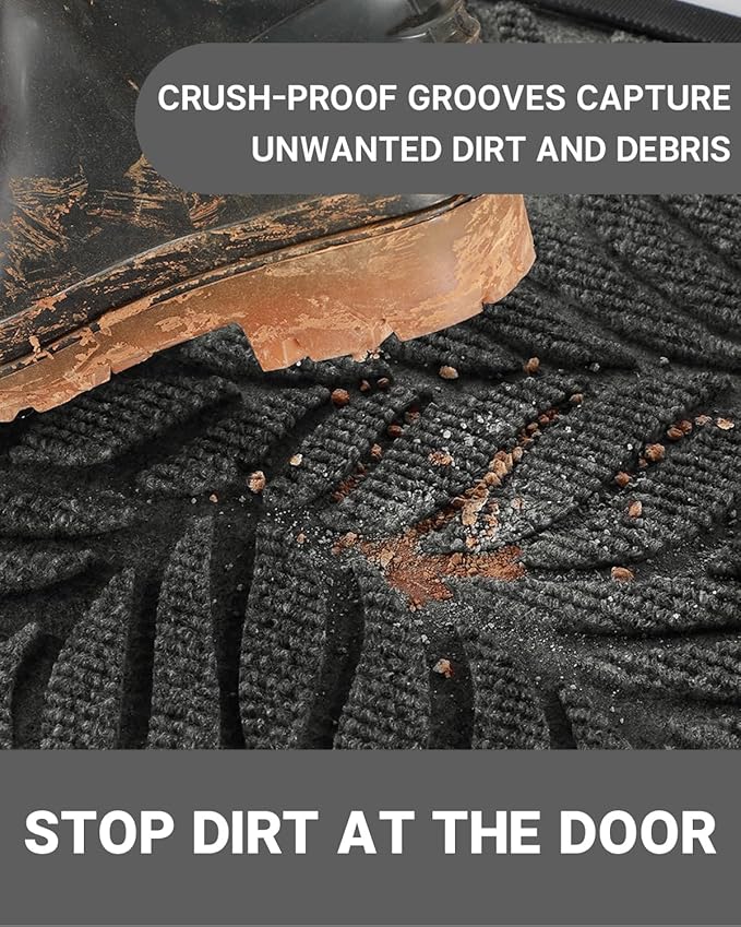 Yimobra Front Door Mat Outdoor Indoor, 36x24 All-Season Waterproof Welcome Mat, All-Weather Outside Entrance Mat, Non-Slip Patio Porch Doormat, Low Profile, Fade Resistant, Grey