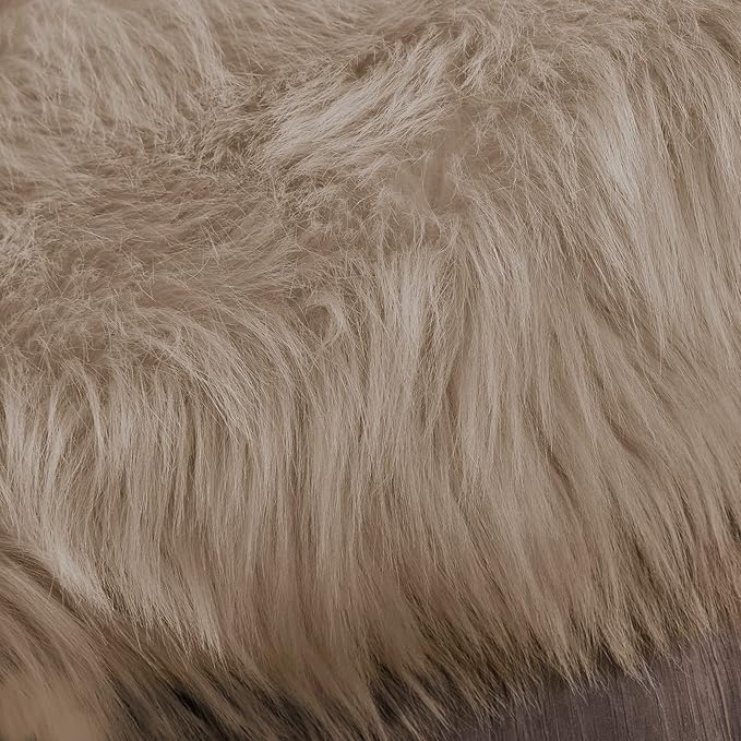 Latepis Brown Beige 2x5 Washable Small Rug Faux Sheepskin Fur Rug Fluffy Shag Rugs for Living Room Bedroom Dorm Furry Plush Rugs Cute Room Decor