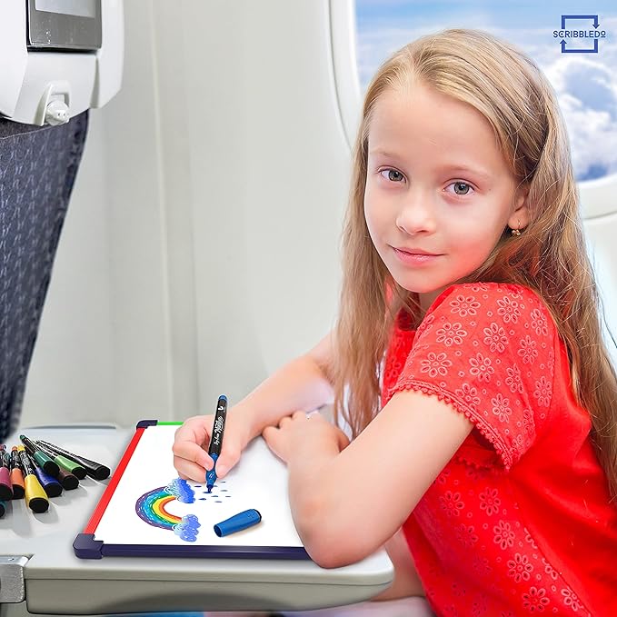 Travel Size Art Coloring White Board for Kids 9”x12” Car Airplane Travel Essentials Kids Travel Accessories Travel Games for Kids Travel Toys for toddlers 1-3 Plane Travel Games for Kids Ages 4-8 & Up