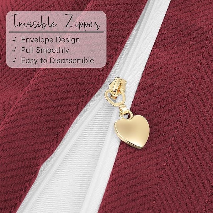 ZWJD Burgundy Pillow Covers 26x26 Set of 2 Chenille Throw Pillow Covers with Elegant Design Soft and Luxurious Decorative Throw Pillows for Couch, Bed, and Home Decor