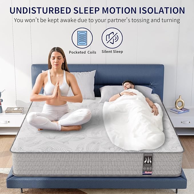 California King Mattress 12 Inch,Memory Foam Mattress with Pocket Spring, Soft & Comfortable Medium Plush,Motion Isolation, CertiPUR-US Certified (84"*72"*12")