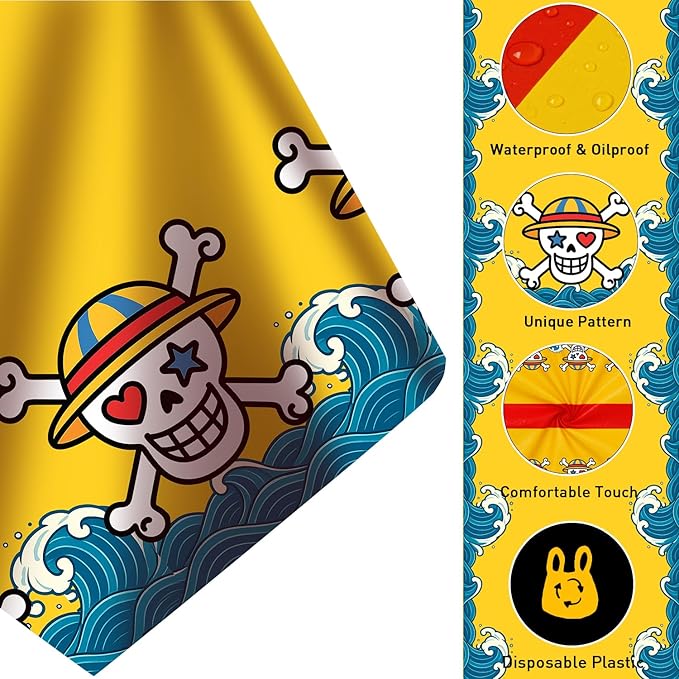 4Pcs 2in1 Straw Hat Skull Birthday Party Decorations Tablecloth, 54" x 108" Table Cloth Disposable Rectangle Plastic Table Cover for Kids Baby Shower Party Supplies