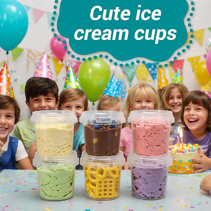 ASEVAT 5 oz 12 Pack Small Clear Plastic Bucket with Lid, Mini Snack Buckets, Reusable Ice Cream Tub, Food Storage Container, Food Grade Freezer and Microwave Safe for Sauce, Soup